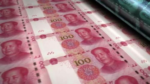 Videohive - Chinese yuan Renminbi money banknotes printing seamless loop - 32399605 - 32399605