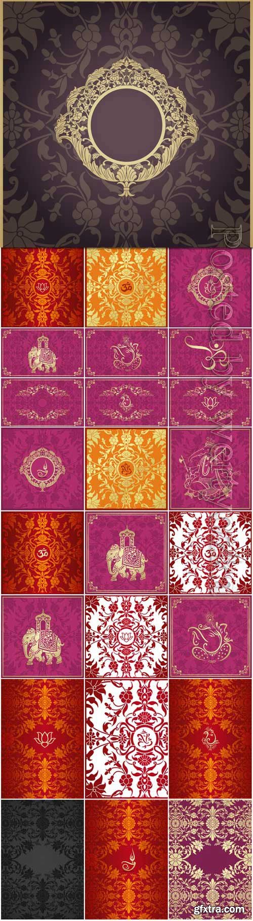 Indian seamless texture with ornaments in vector Indian seamless texture with ornaments in vector