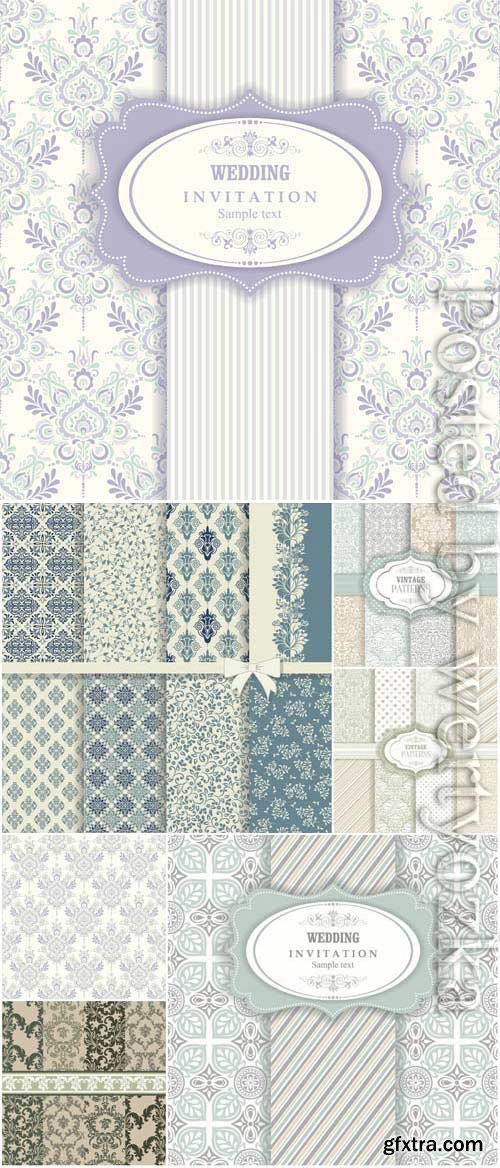 Vintage invitation cards in light colors in vector