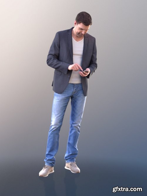 Casual Man Checking phone 3d model