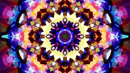 Videohive - Colorful Stained Glass Kaleidoscope Loop 4K 04 - 32483792 - 32483792