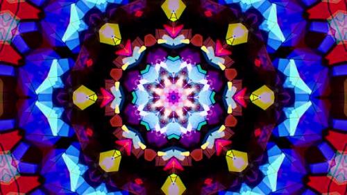 Videohive - Colorful Stained Glass Kaleidoscope Loop 4K 05 - 32483805 - 32483805