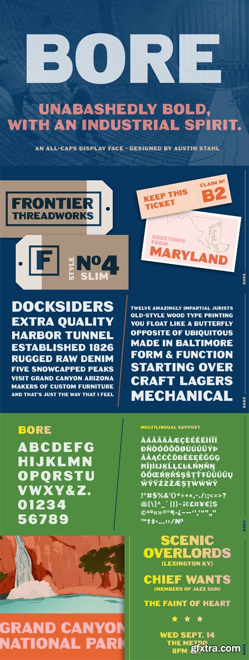 Bore - Bold Industrial Font - All Caps Display Sans Serif Font