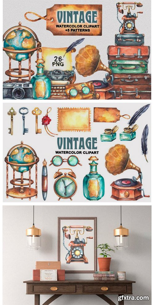 Vintage Watercolor Clipart 11984072 Vintage Watercolor Clipart 11984072