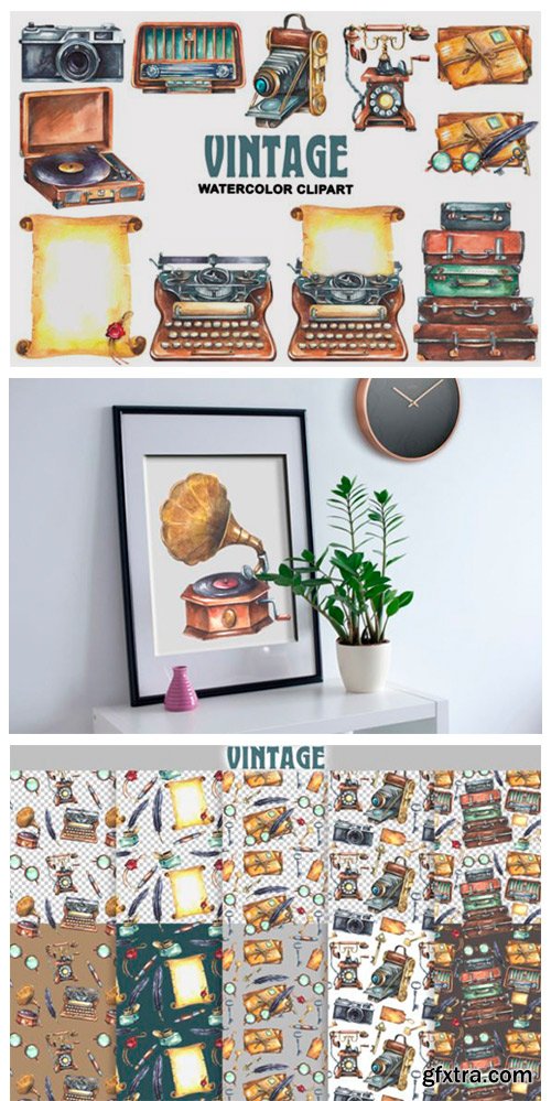 Vintage Watercolor Clipart 11984072 Vintage Watercolor Clipart 11984072