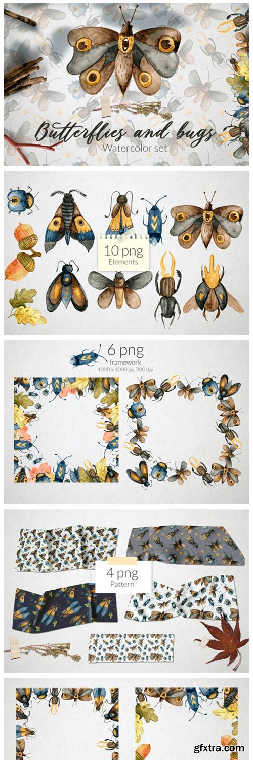Butterflies and Bugs Watercolor Set 8051807 Butterflies and Bugs Watercolor Set 8051807