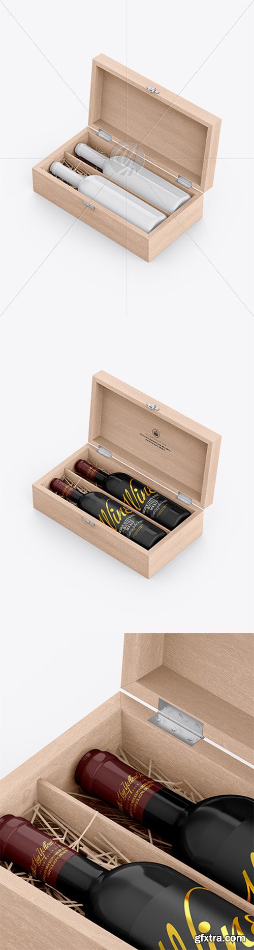Wooden Box W/ Glossy Bottles Mockup 80031