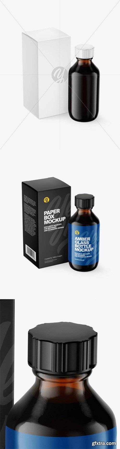Amber Glass Bottle With Box Mockup 80077