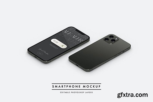 Smartphone flat lay isometric view mockup