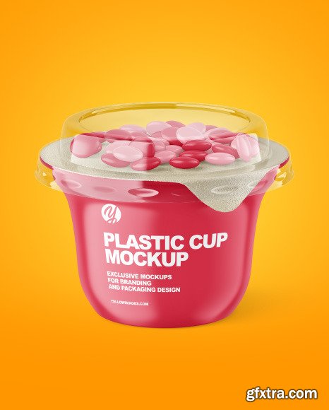 Matte Yoghurt Cup w/ Candy Mockup 84736