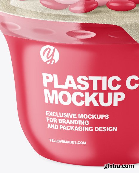 Matte Yoghurt Cup w/ Candy Mockup 84736