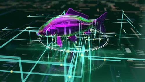Videohive - 3D Abstract art of a Fish in the blockchain - 32553545 - 32553545