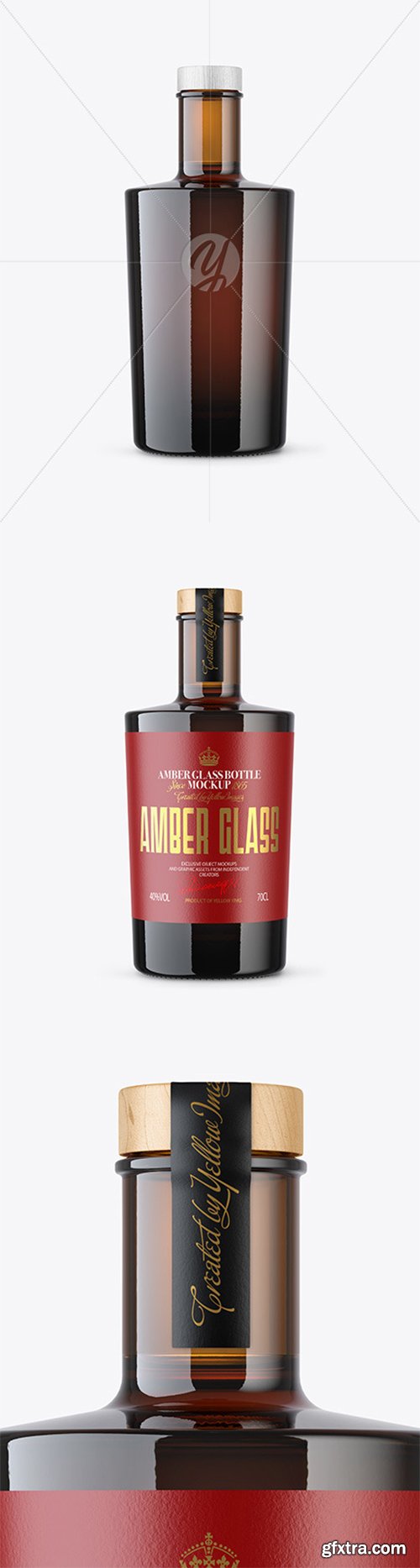 Amber Glass Bottle with Wooden Cap Mockup 80359