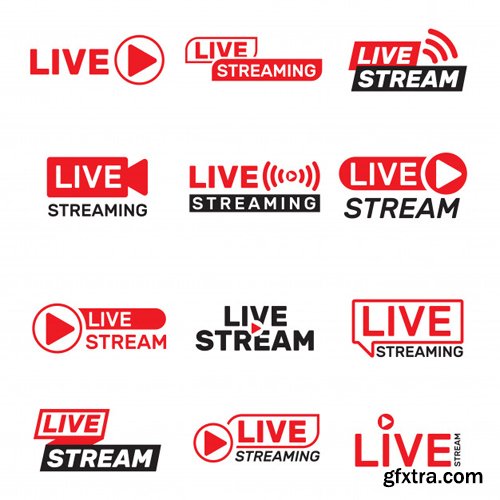 12 Live Stream Buttons Vector Templates 12 Live Stream Buttons Vector Templates