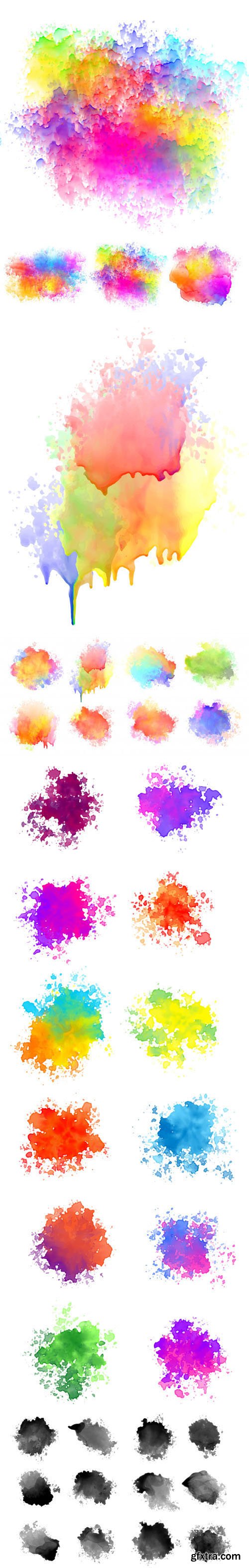 Collection Of Watercolor Splatter Vector Templates
