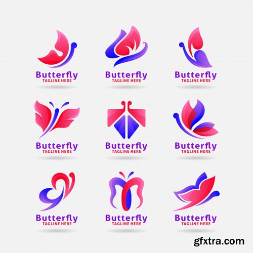 Collection of butterfly logo vector design