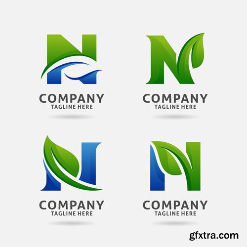 Set of letter from leaf logo vector design Set of letter from leaf logo vector design