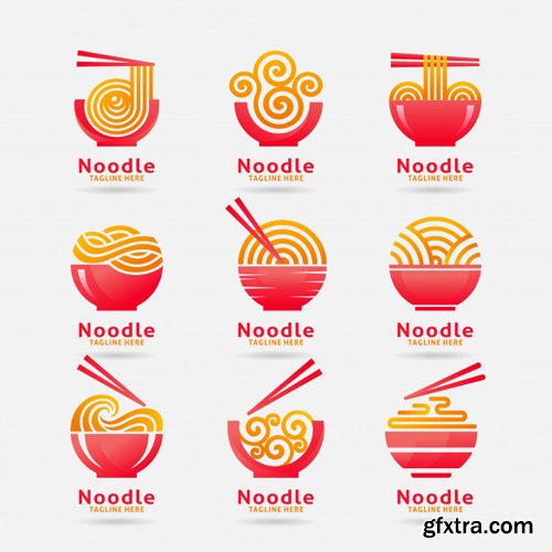 Collection of noodle logo vector design