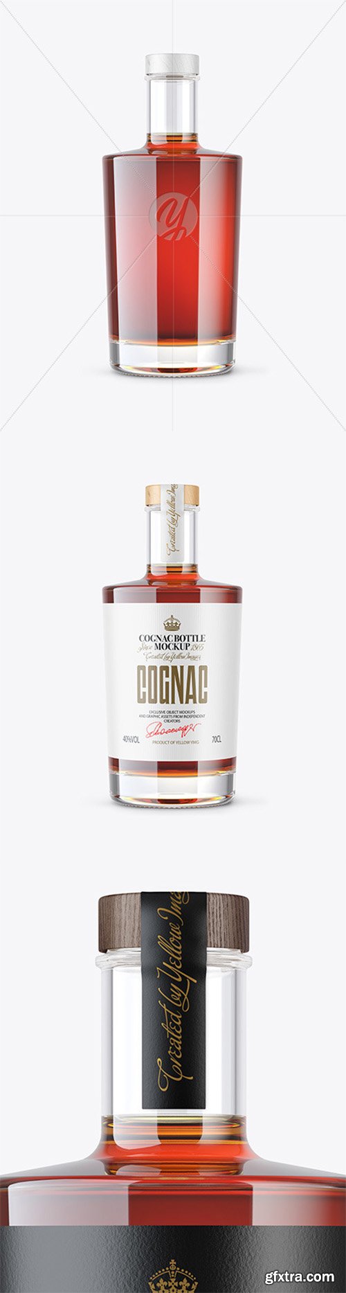 Clear Glass Cognac Bottle Mockup 80606 Clear Glass Cognac Bottle Mockup 80606