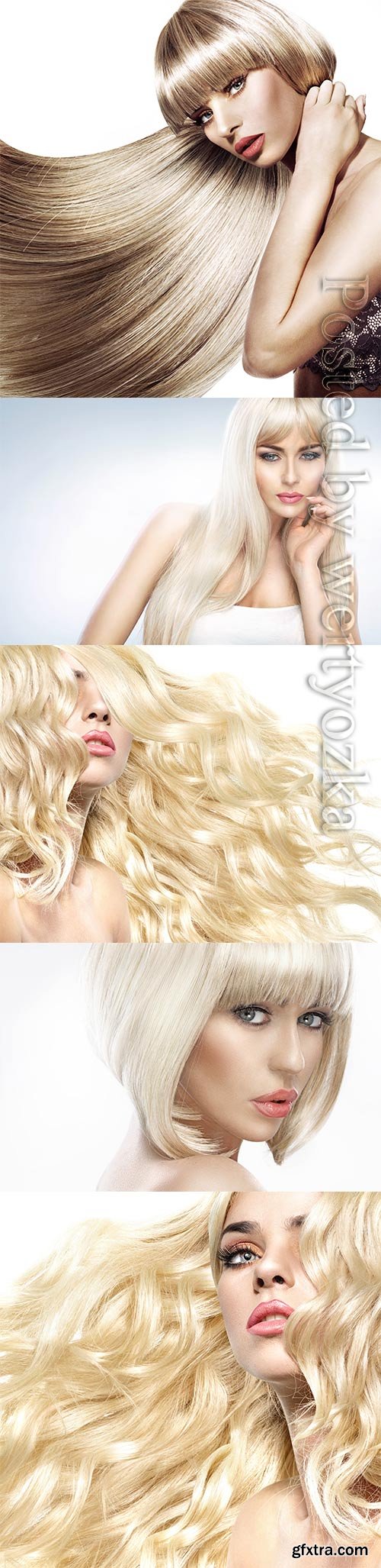 Adorable girls with long white hair stock photo Adorable girls with long white hair stock photo