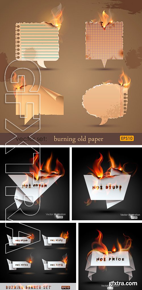 Burning paper banners set