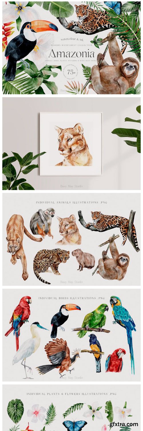 Modern Watercolor Rainforest Collection 12967096 Modern Watercolor Rainforest Collection 12967096