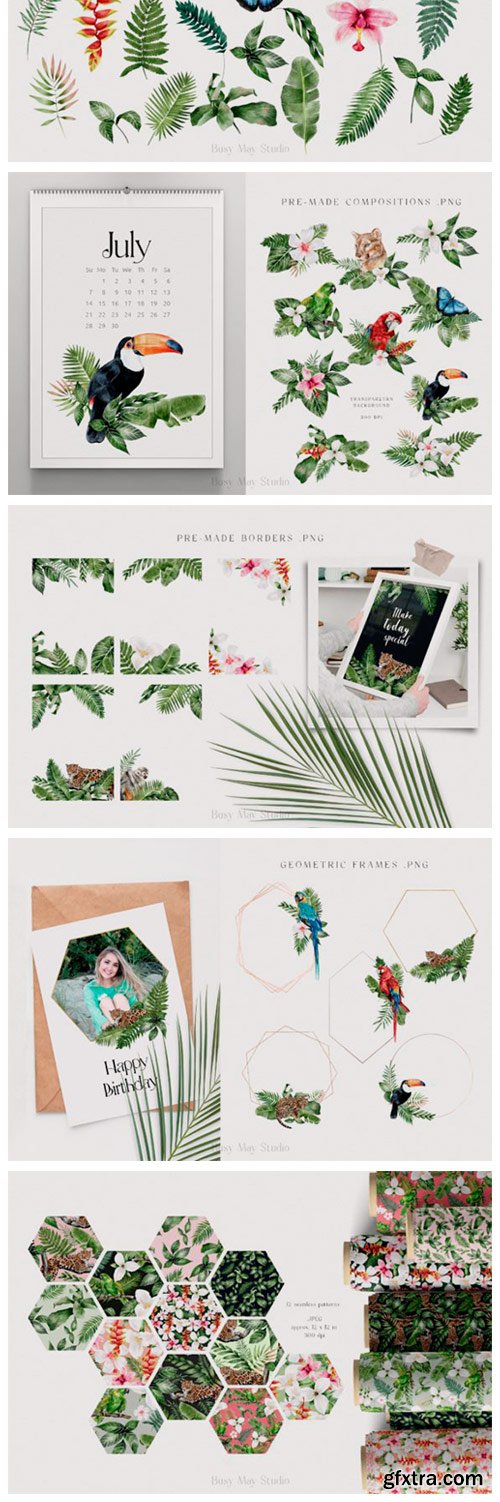 Modern Watercolor Rainforest Collection 12967096 Modern Watercolor Rainforest Collection 12967096