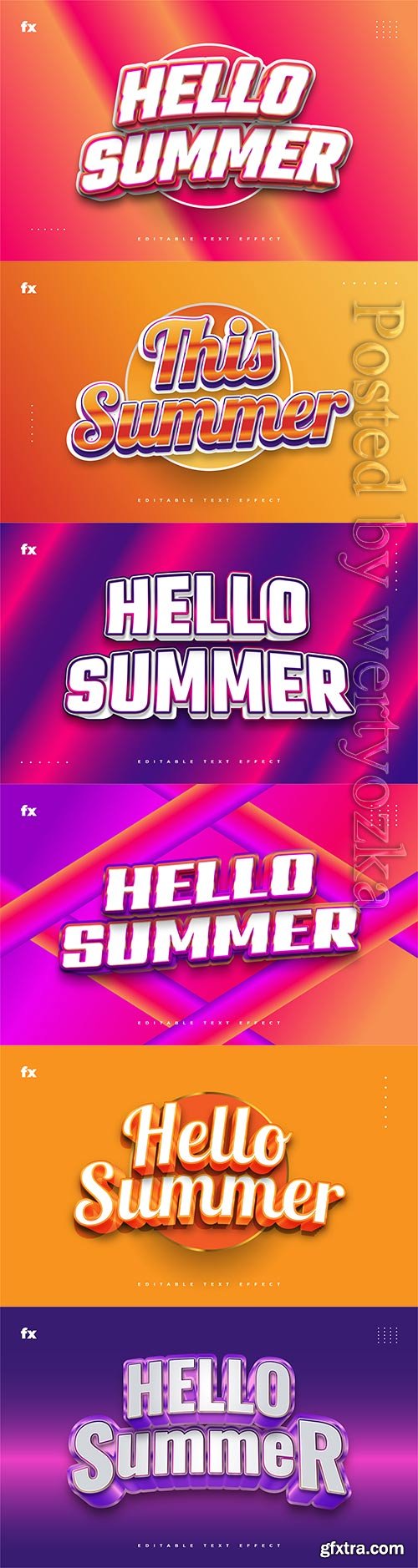 Hello summer 3d editable text style effect in vector vol 5
