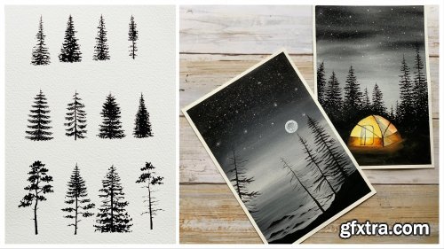 Learn How to Draw Pine Trees and How to incorporate them in your Watercolor Paintings