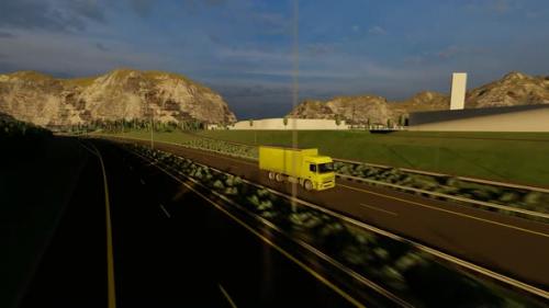 Videohive - Yellow Color Freight Truck Driving Highway - 32693203 - 32693203