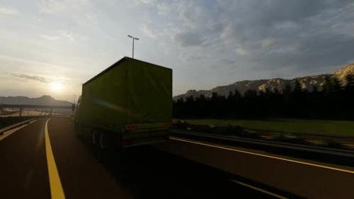 Videohive - Yellow Color Freight Truck Driving Highway - 32693207 - 32693207