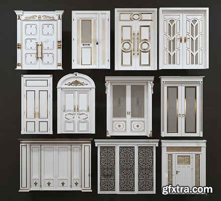European Solid Wood Carved Doors 3D models