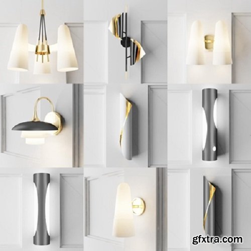 Modern Metal wall lamp combination 3d model