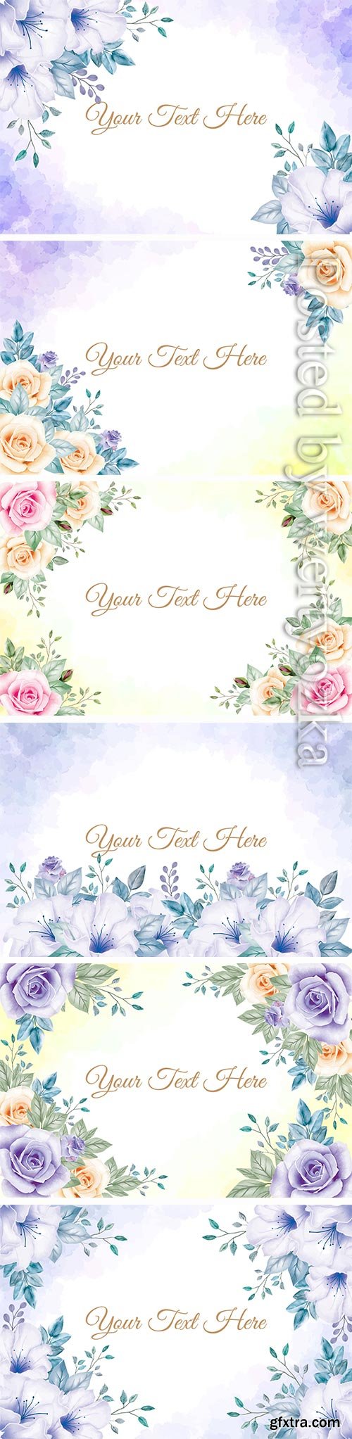 Floral frame vector background watercolor