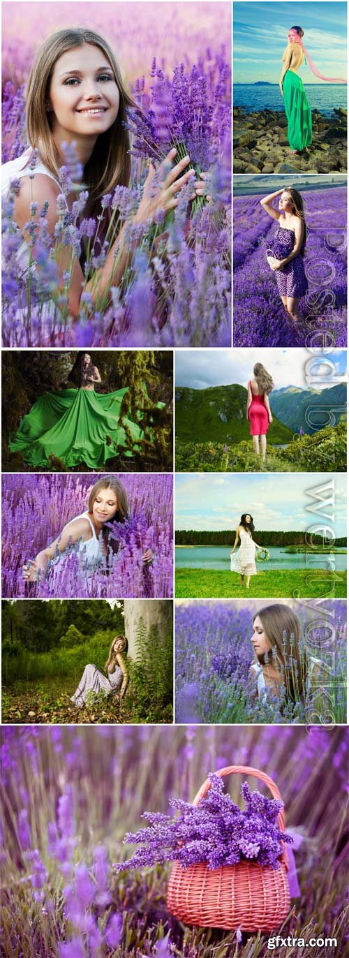 Girls Outdoors, Lavender Field 10xJPG