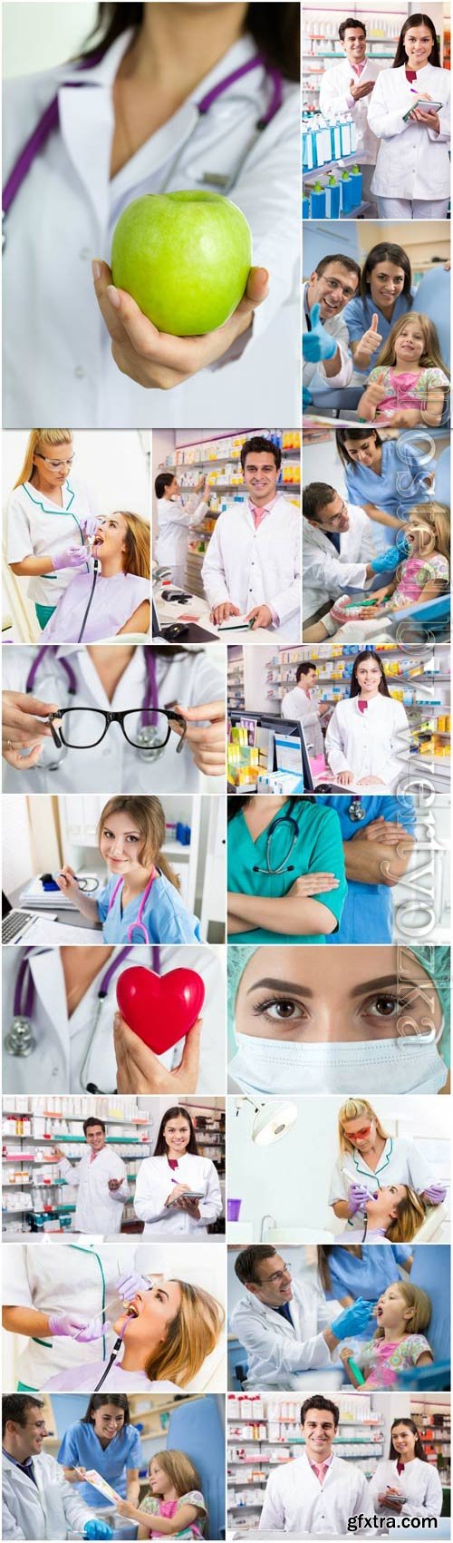 Set of photos with doctors stock photo
