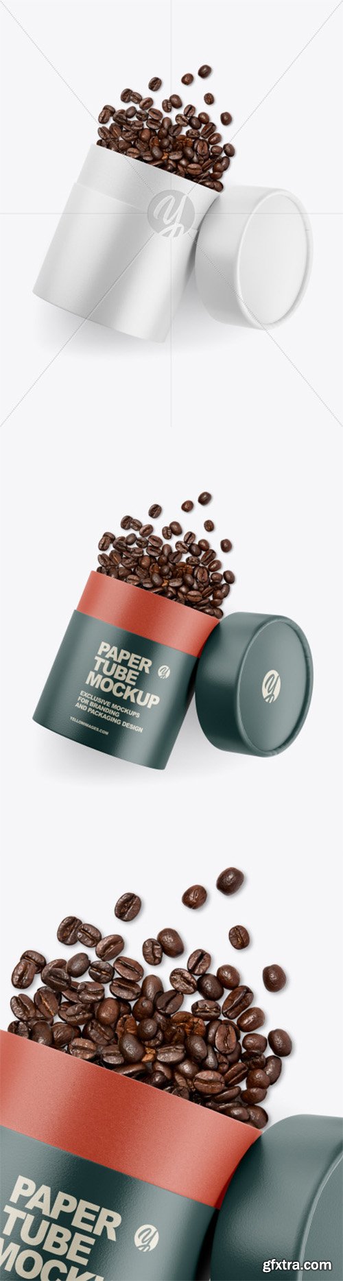 Glossy Paper Tube W/ Coffee Mockup 61864