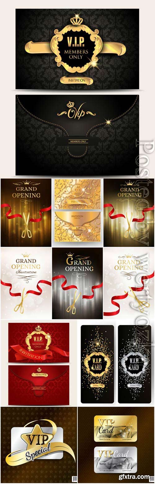 Grand opening vip cards in vector Grand opening vip cards in vector