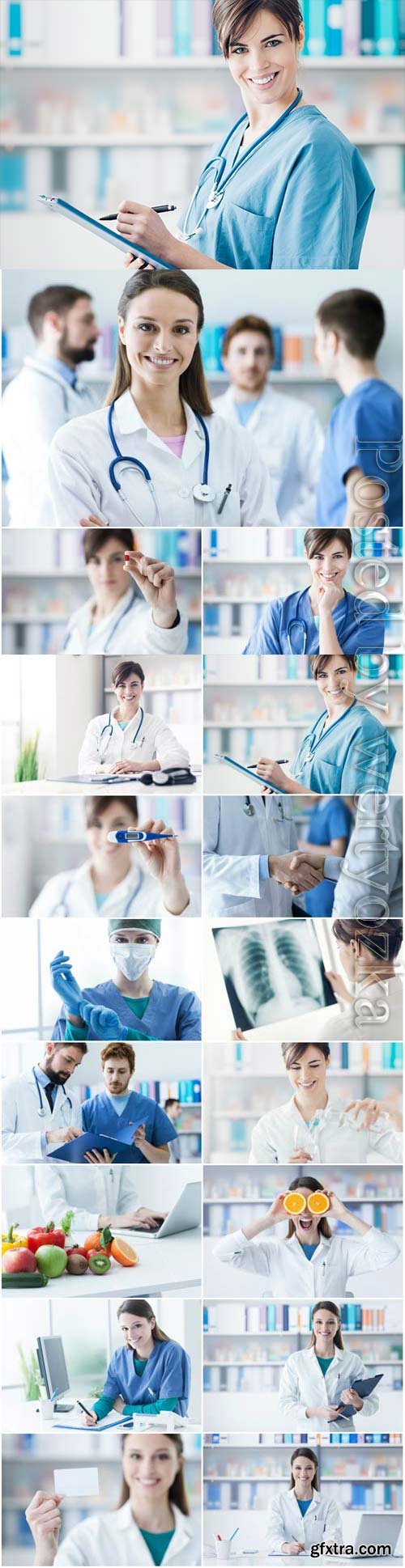 Men and women doctors stock photo