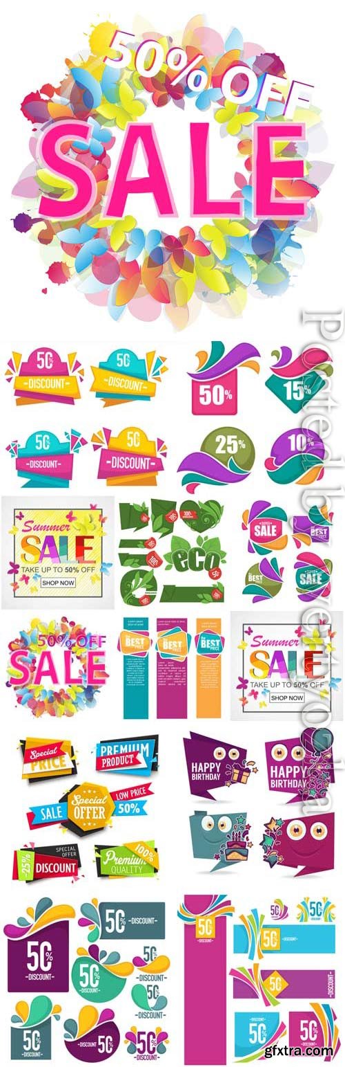 Colored discount elements in vector Colored discount elements in vector