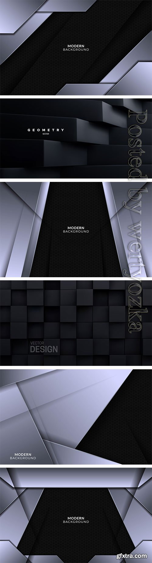 Modern abstract silver with black backgrounds in vector
