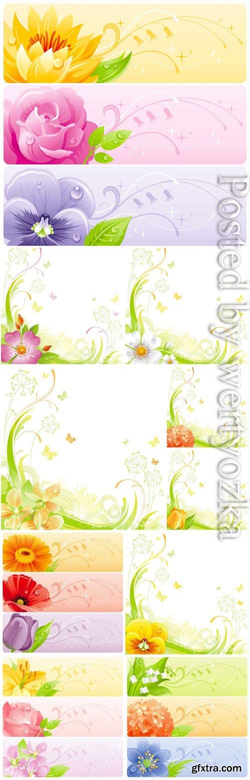 Banners with flowers in vector Banners with flowers in vector