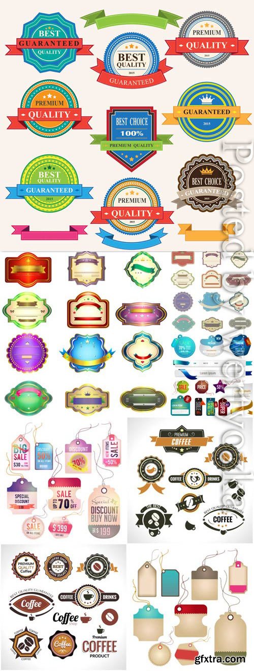 Various labels in vector Various labels in vector