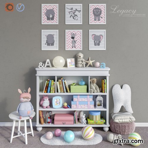 Toys and furniture set 5 3D model