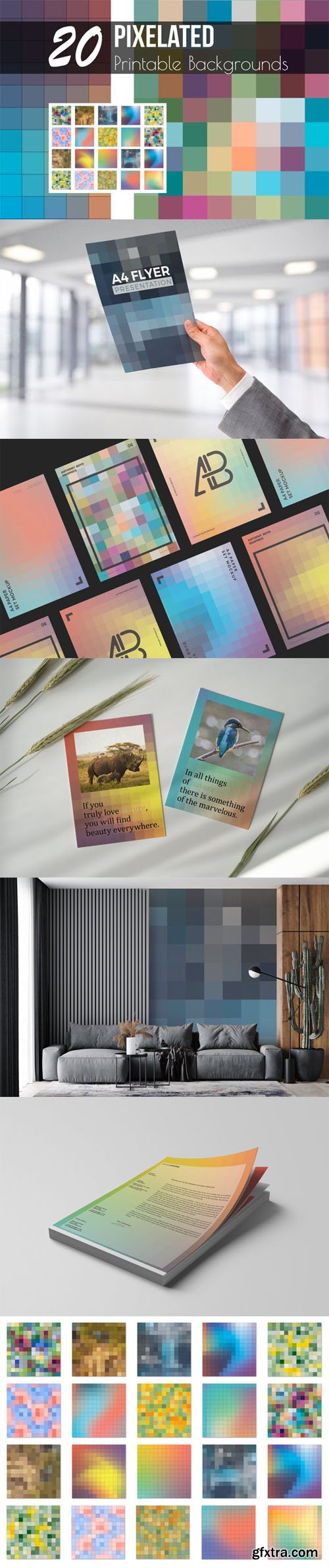 20 Pixelated Printable Backgrounds + Photoshop Layer Styles 20 Pixelated Printable Backgrounds + Photoshop Layer Styles