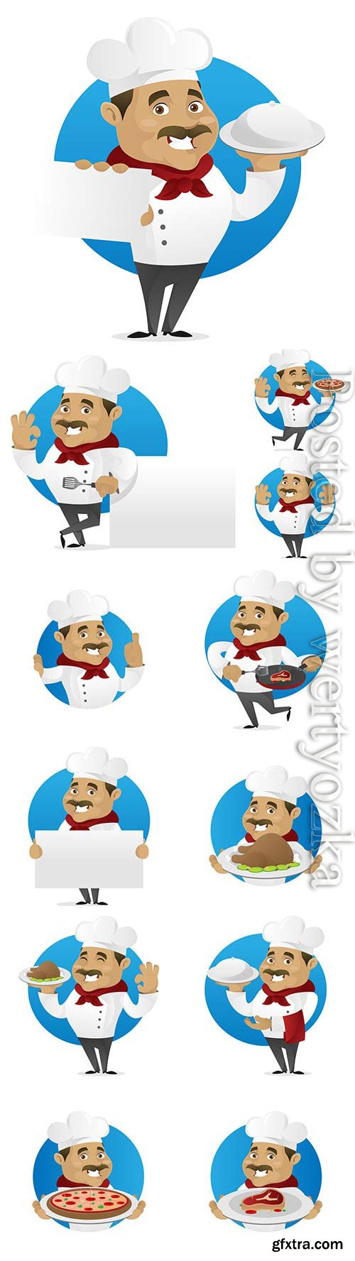 Cartoon chef with a dish in his hands in vector Cartoon chef with a dish in his hands in vector