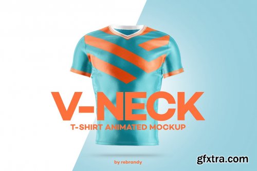 CreativeMarket - V-neck T-shirt Animated Mockup 6202738