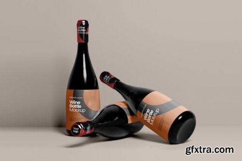 Multiple wine bottle mockup