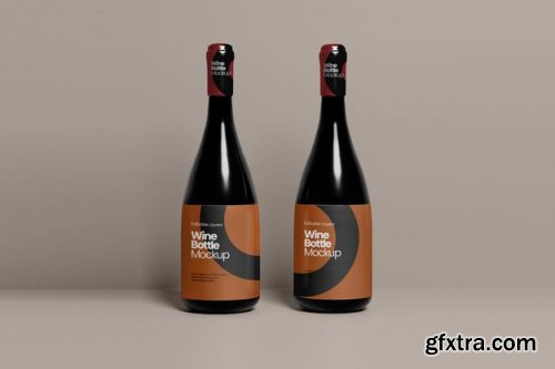 Multiple wine bottle mockup