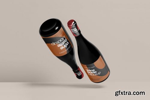 Multiple wine bottle mockup